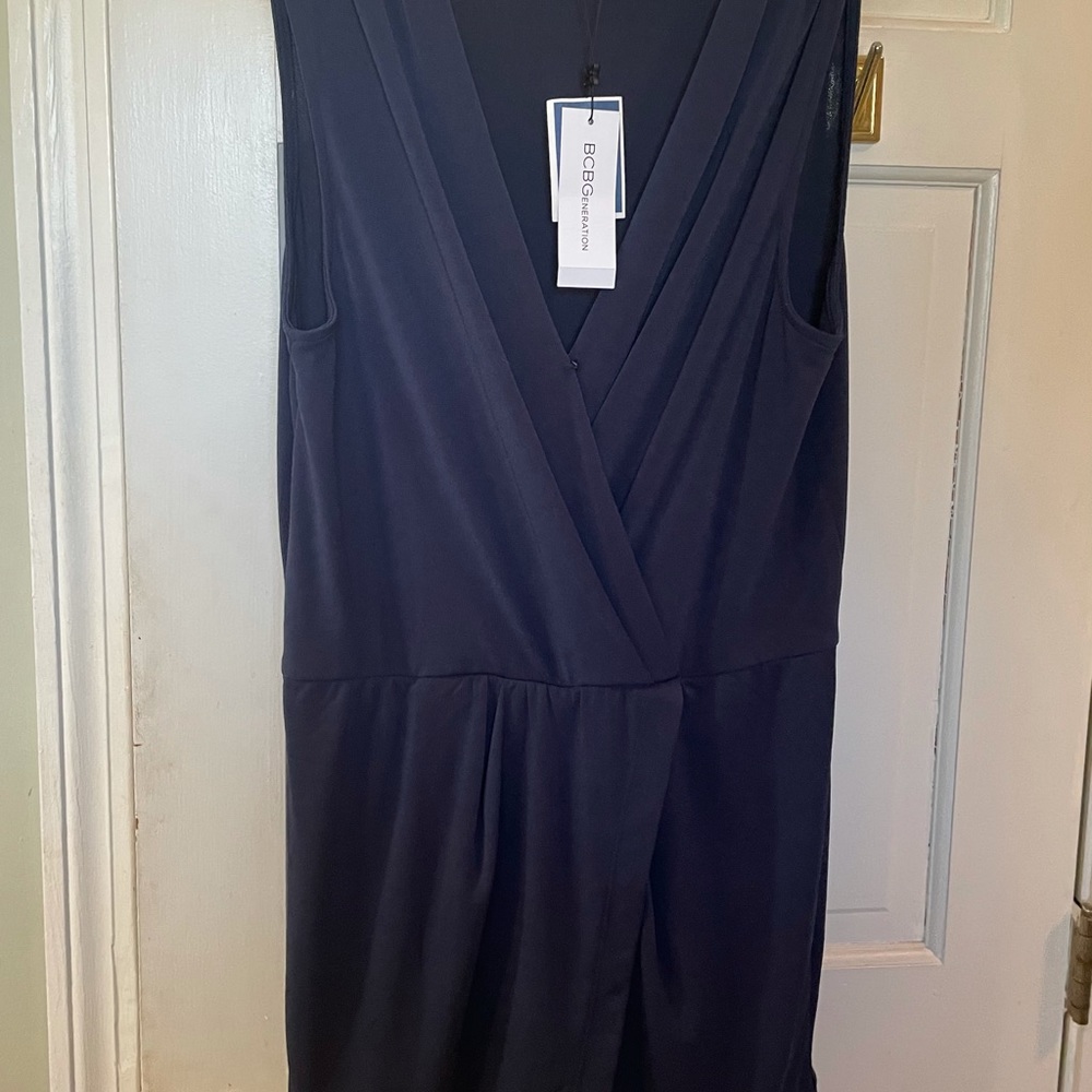 BCBG NWT navy blue romper.  Size Large